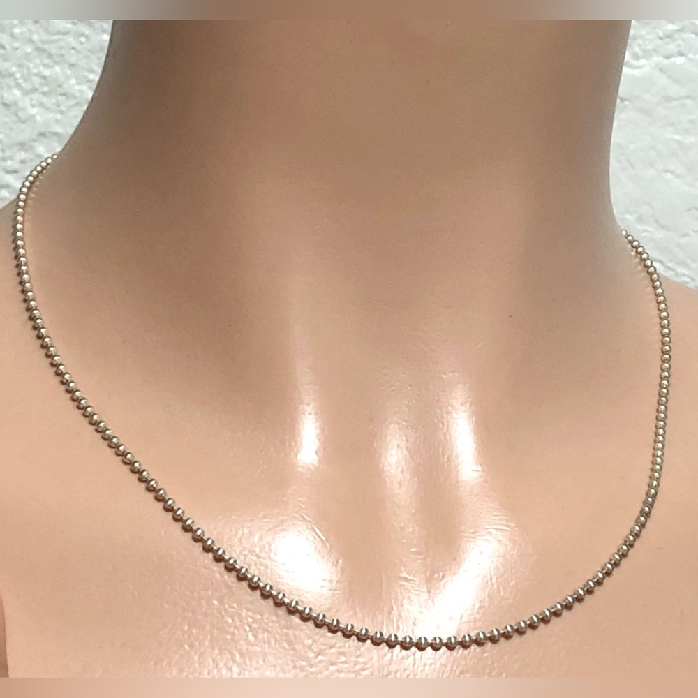 Minimalist Polished Sterling Silver Bead Necklace - Women's Everyday Jewelry